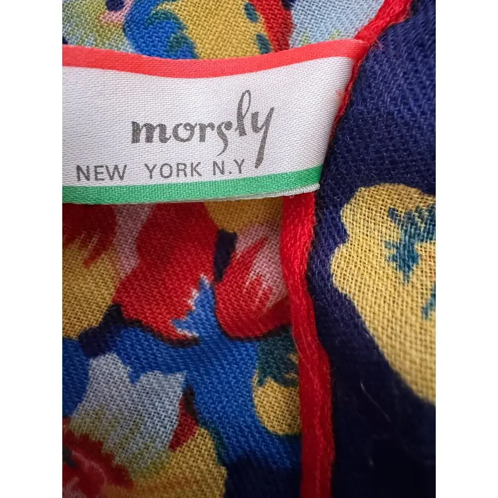 Vintage 100% Wool Floral Square Scarf Made in Japan 22”